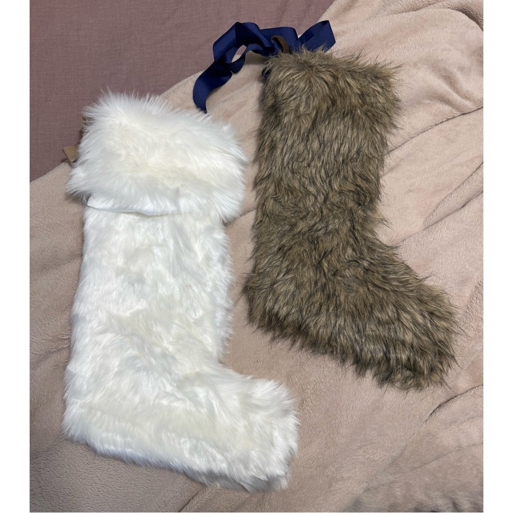 Faux Fur Christmas Stockings Set of 2